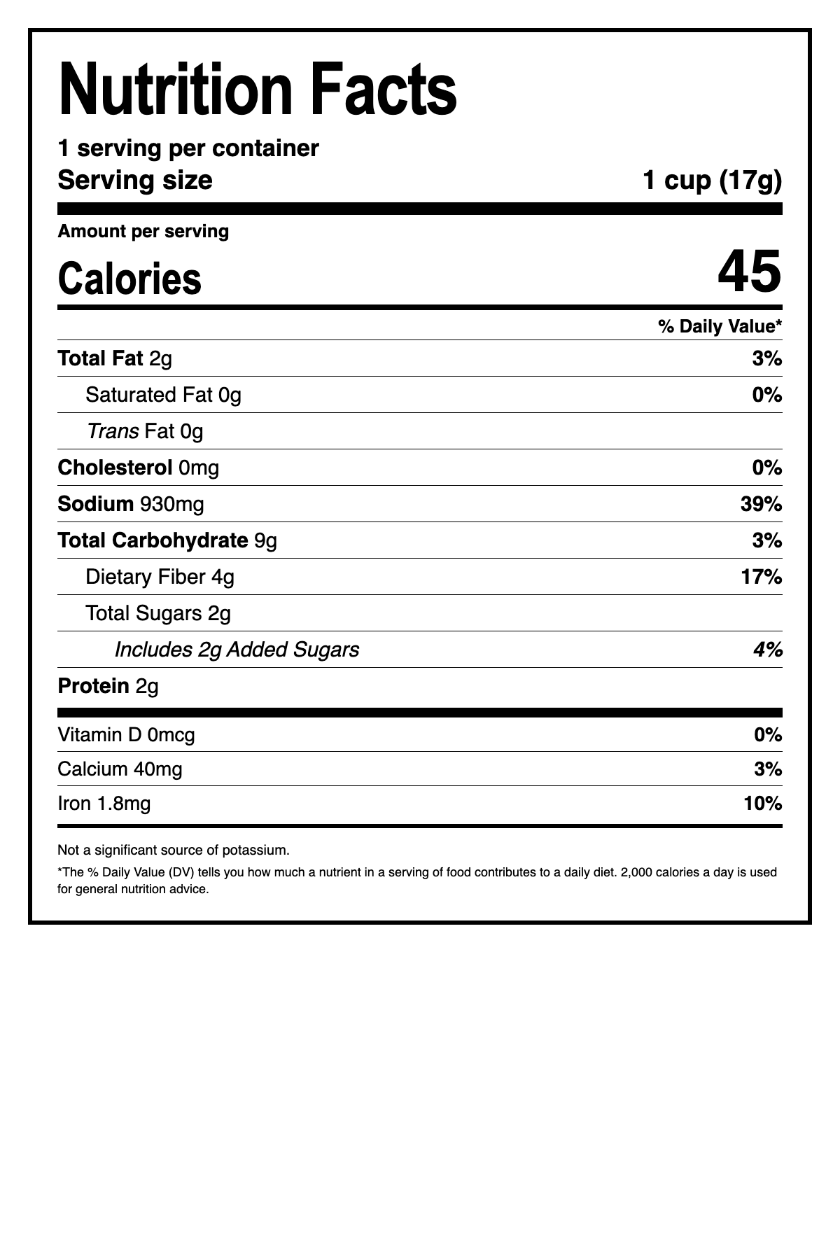 Caliente Michelada Cup nutrition facts